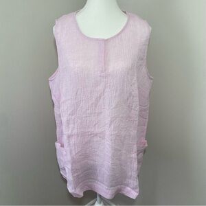 J Jill Light Pink Sleeveless Linen Tunic Top with Pocket Detail Large